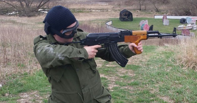 Commando Carly with her AK-47 on the airsoft field